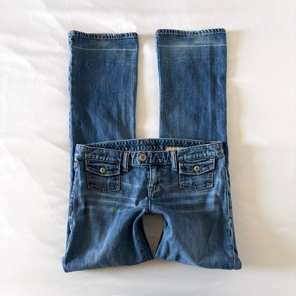 Gap Flare Jeans Women 6R Blue Vintage Y2K Low Rise Limited Edition Side Button